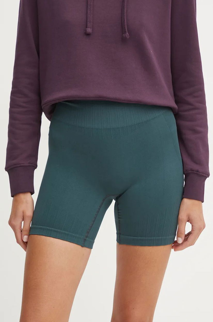 Hummel pantaloni scurți de antrenament Define culoarea verde, neted, high waist, 224138