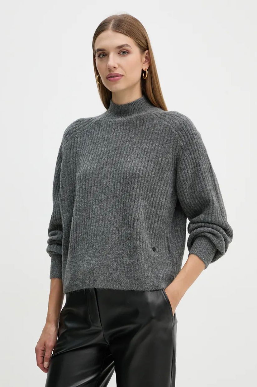 Pepe Jeans pulover din amestec de lana IRMA PERKINS femei, culoarea gri, cu turtleneck, PL702191