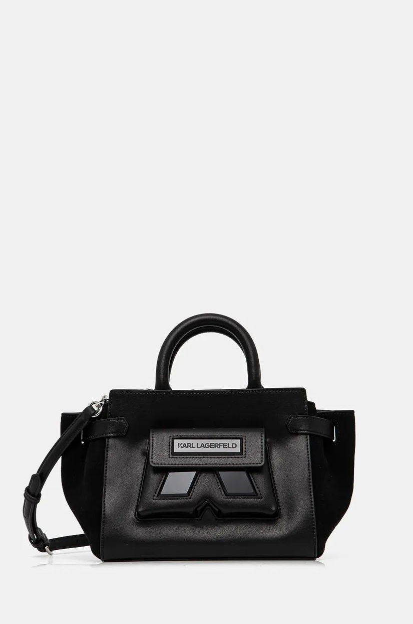 Karl Lagerfeld poseta de piele culoarea negru, 246W3055