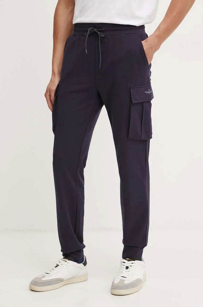 Aeronautica Militare pantaloni de trening culoarea albastru marin, neted, PF860F459