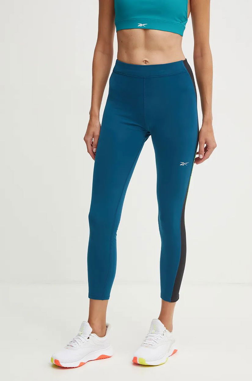 Reebok leggins de alergare Running Warming culoarea turcoaz, modelator, 100205585