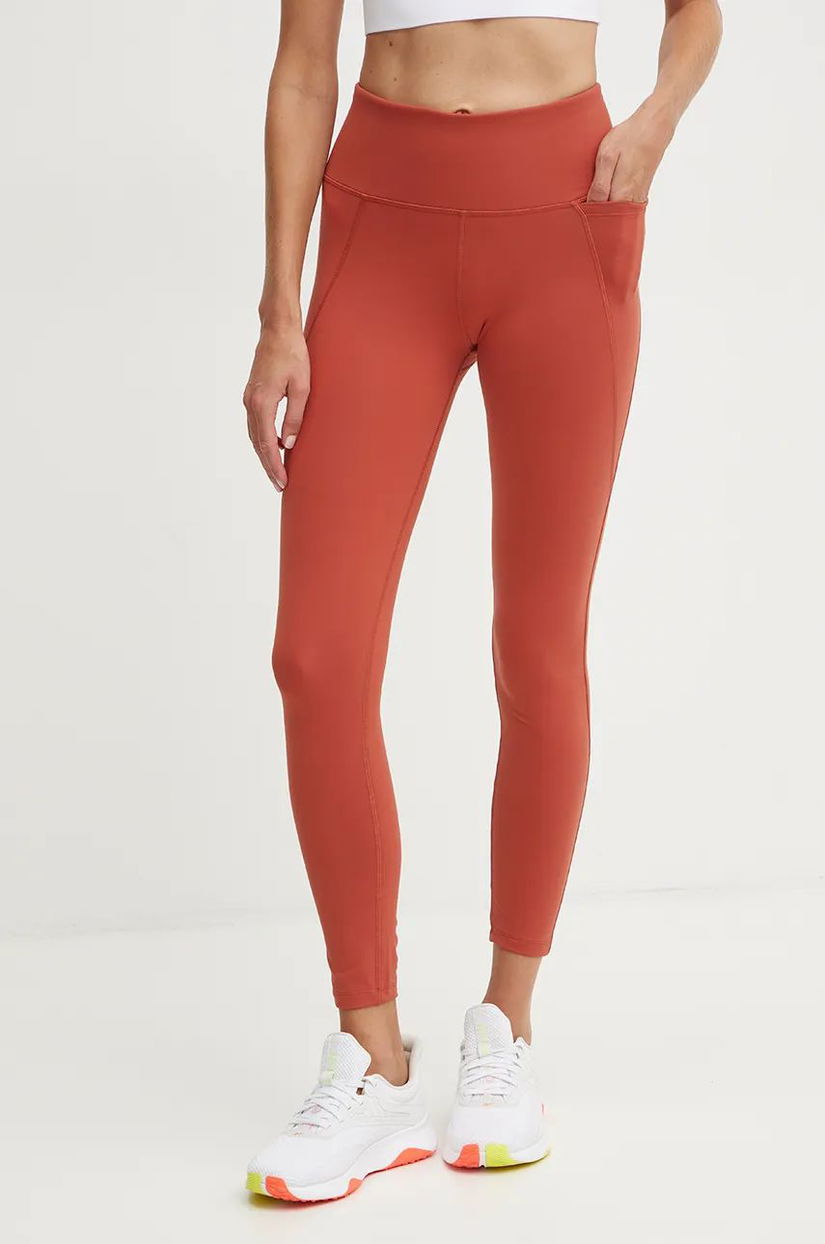 Reebok leggins de antrenament LUX Collection culoarea portocaliu, neted, 100205604