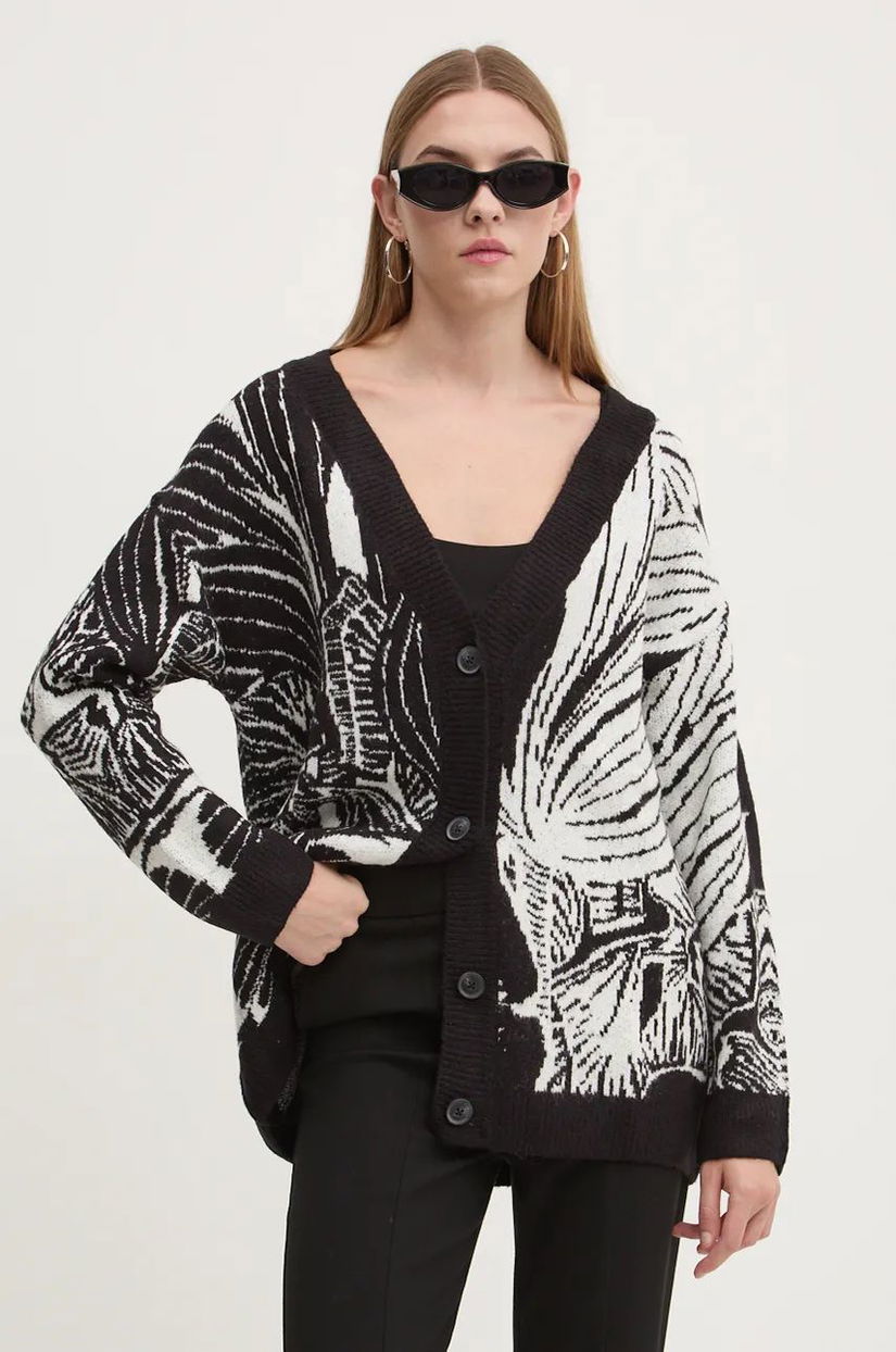 Desigual cardigan HALIFAX femei, culoarea negru, 24WWJF26