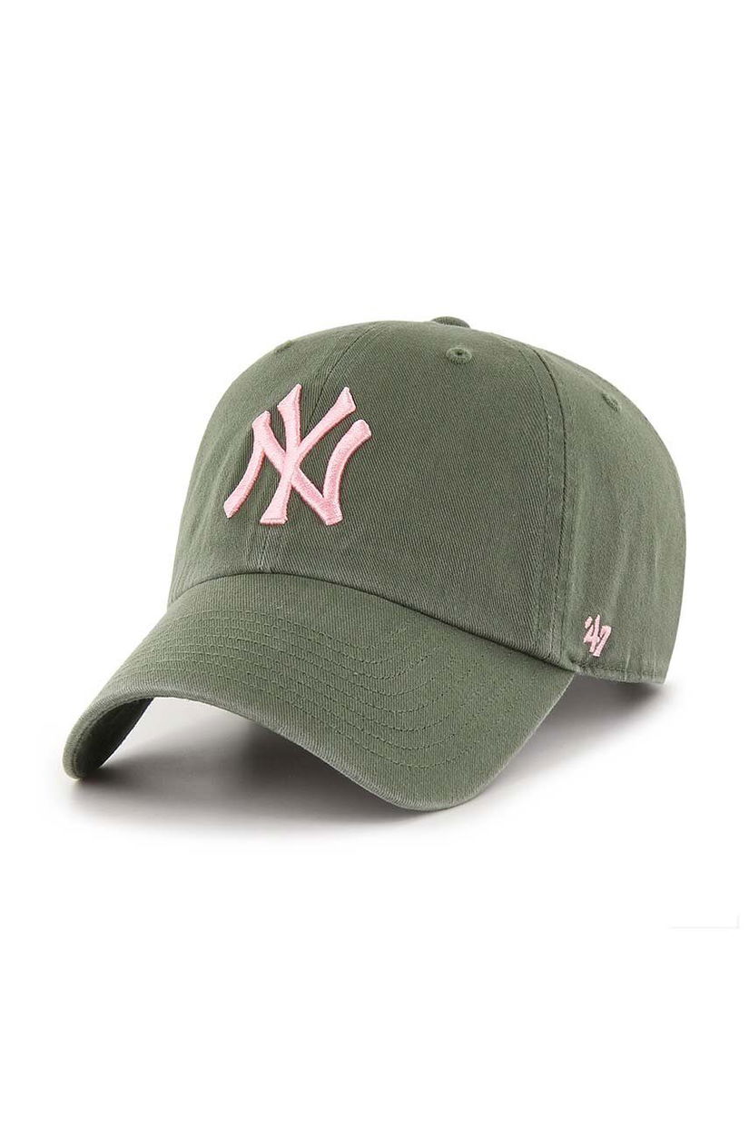 47 brand șapcă de baseball din bumbac MLB New York Yankees culoarea verde, cu imprimeu, B-NLRGW17GWS-MSA