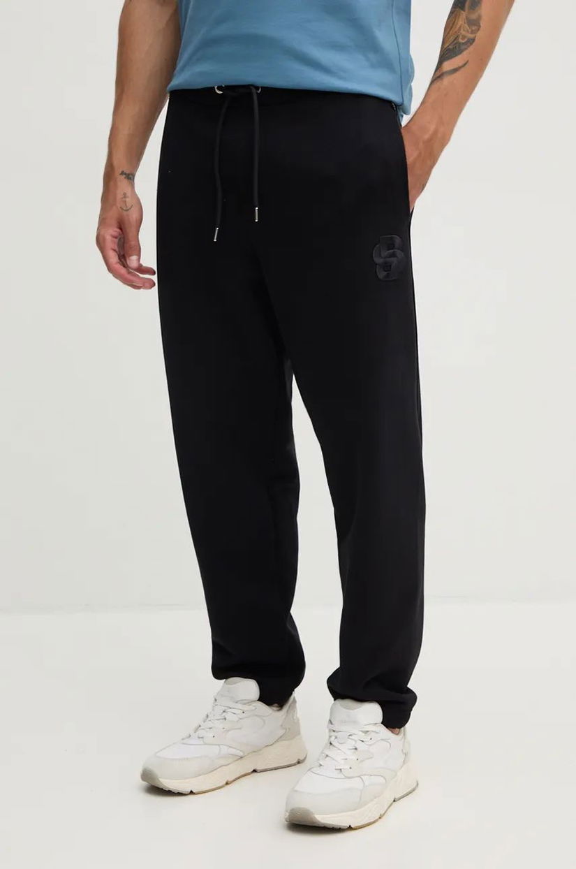 BOSS pantaloni de trening din bumbac culoarea negru, neted, 50518728