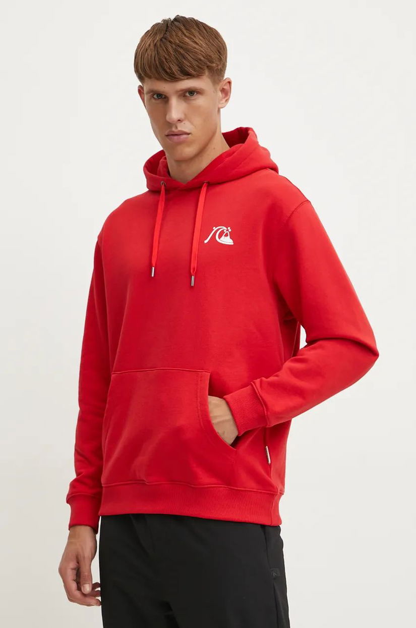 Quiksilver bluza Dna Bubble Logo Hoodie barbati, culoarea rosu, cu glugă, cu imprimeu, AQYFT03372