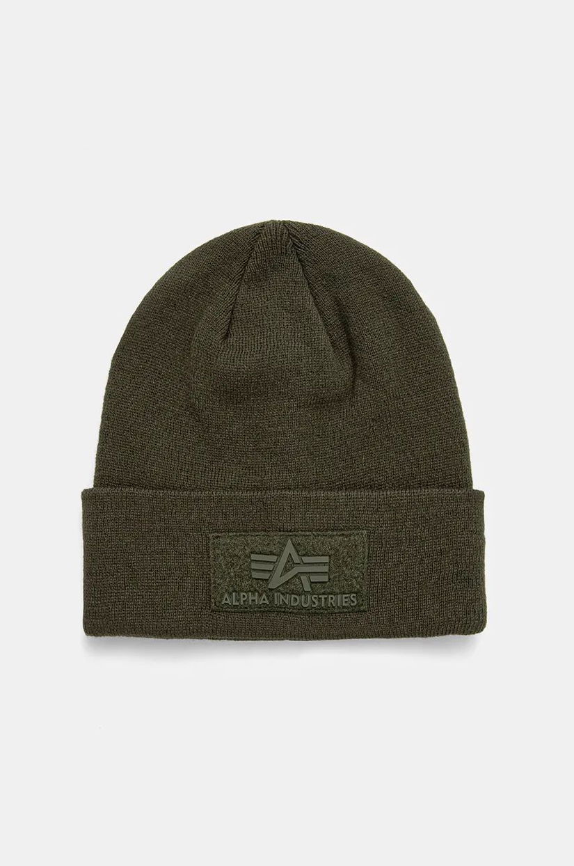 Alpha Industries caciula culoarea verde, din tricot gros