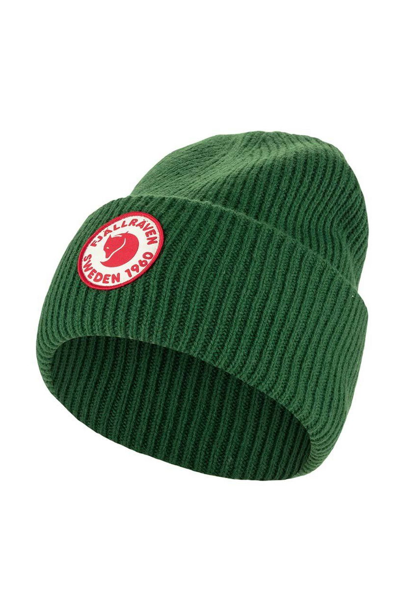 Fjallraven căciulă de lână 1969 Logo culoarea verde, de lână, din tricot gros F78142.678