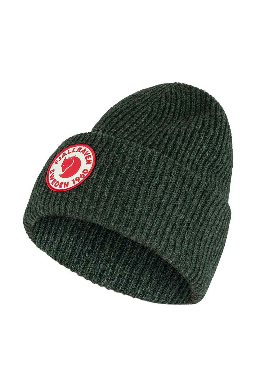 Fjallraven căciulă de lână 1967 Logo culoarea verde, de lână, din tricot gros F78142.662