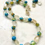 Colier lung topaz natural & agate galbene albastre