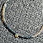 Colier argint diamant brut albastru opal de foc etiopian lant argint minimalist boho chic trendy - Transport gratuit