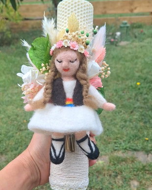 Lumanare botez fetita / Lumanare botez ceară naturala