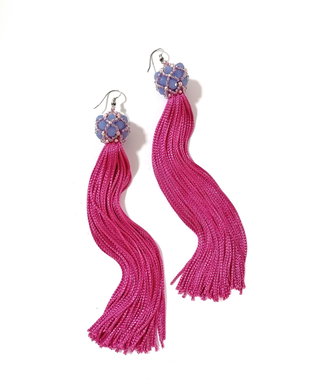 Cercei ciucuri fucsia