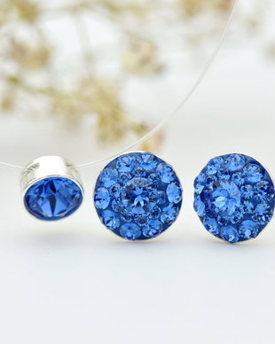 Set handmade cercei si lantisor fir transparent  Argint 925