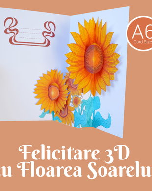 Felicitare 3D cu Floarea Soarelui