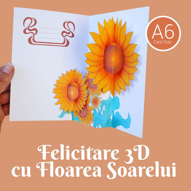 Felicitare 3D cu Floarea Soarelui