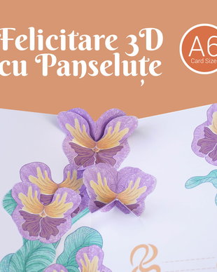 Felicitare 3D cu Panseluțe