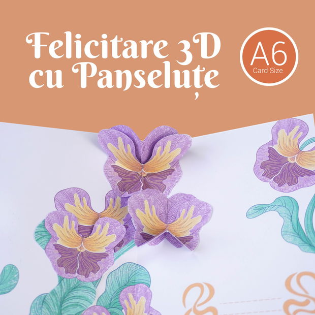 Felicitare 3D cu Panseluțe