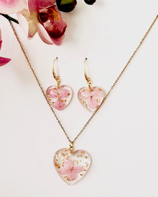 Set din rasina- Pink Hortensia
