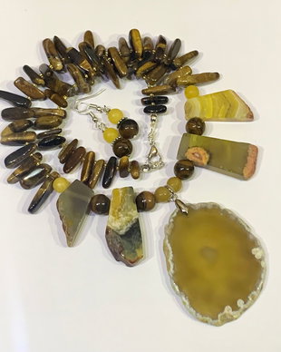 SET~SUMMER IN SAVANNAH~agate,ochi de tigru,toho,accesorii argintii