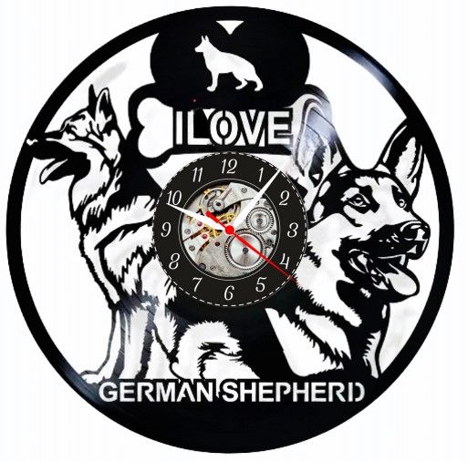 LOVE- GERMAN SHEPHERD- ceas de perete