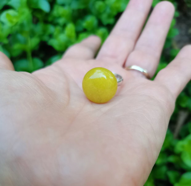 Inel Jad lemon si Argint 925 - IN1354.1 - Inel galben reglabil, inel pietre semipretioase, cadou iubita, inel cadou, bijuterii cadou, cadou sotie, cadou prietena, cadou romantic, cadou logodna, cadou prietena, bijuterii jad, cristale vindecatoare