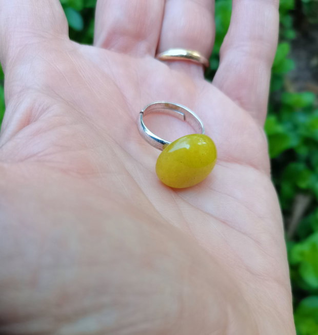 Inel Jad lemon si Argint 925 - IN1354.1 - Inel galben reglabil, inel pietre semipretioase, cadou iubita, inel cadou, bijuterii cadou, cadou sotie, cadou prietena, cadou romantic, cadou logodna, cadou prietena, bijuterii jad, cristale vindecatoare
