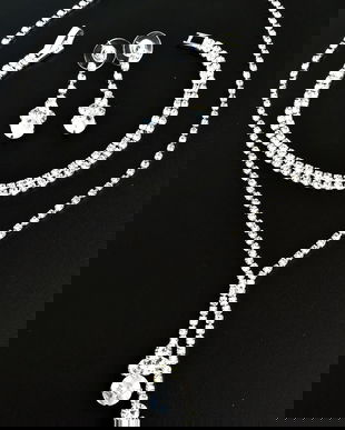 set bijuterii elegant cu cristale albe