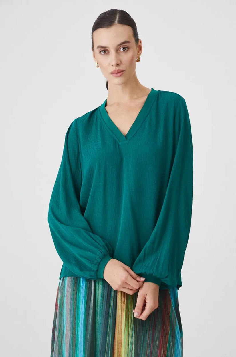 Medicine bluza femei, culoarea verde, neted