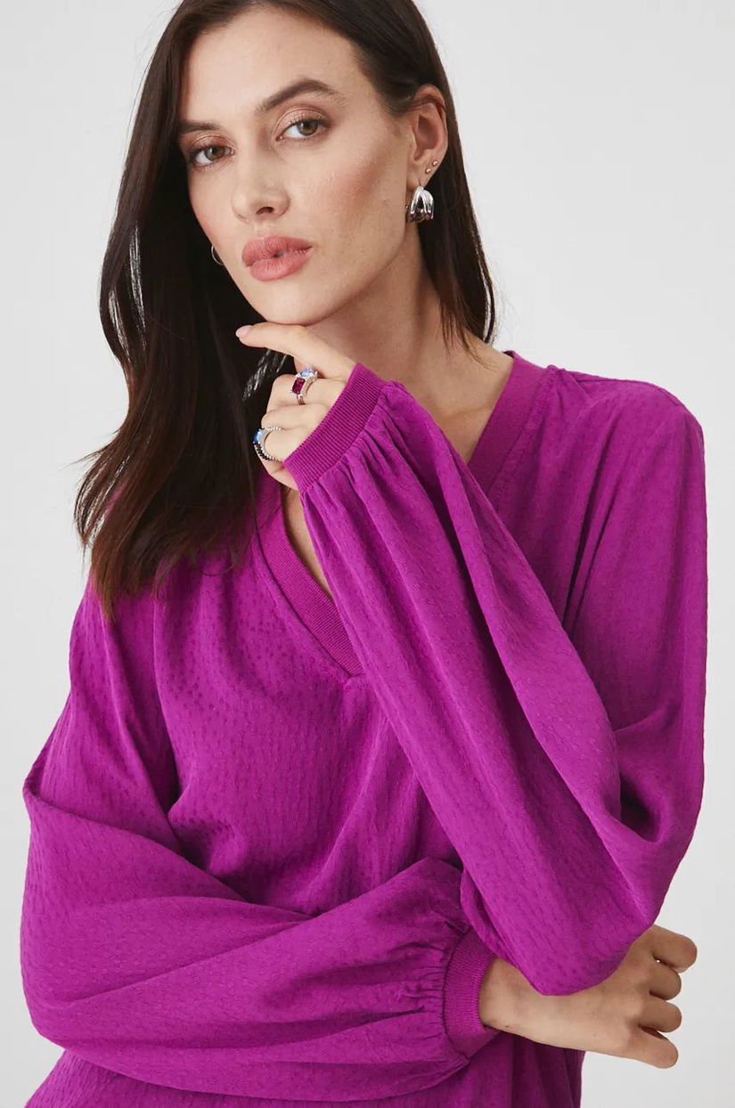 Medicine bluza femei, culoarea violet, neted