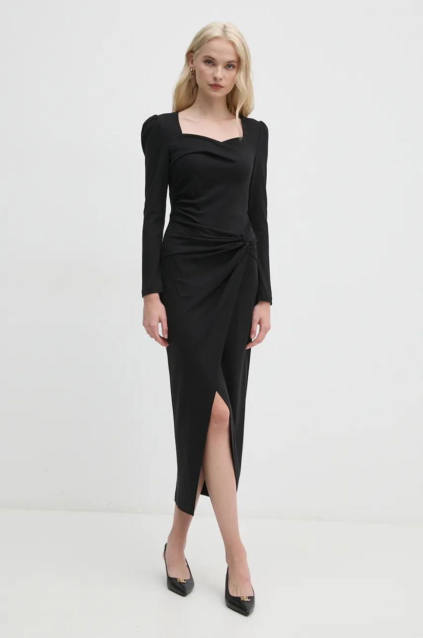 DIANE VON FURSTENBERG rochie culoarea negru, maxi, mulata, DVFMR64E00