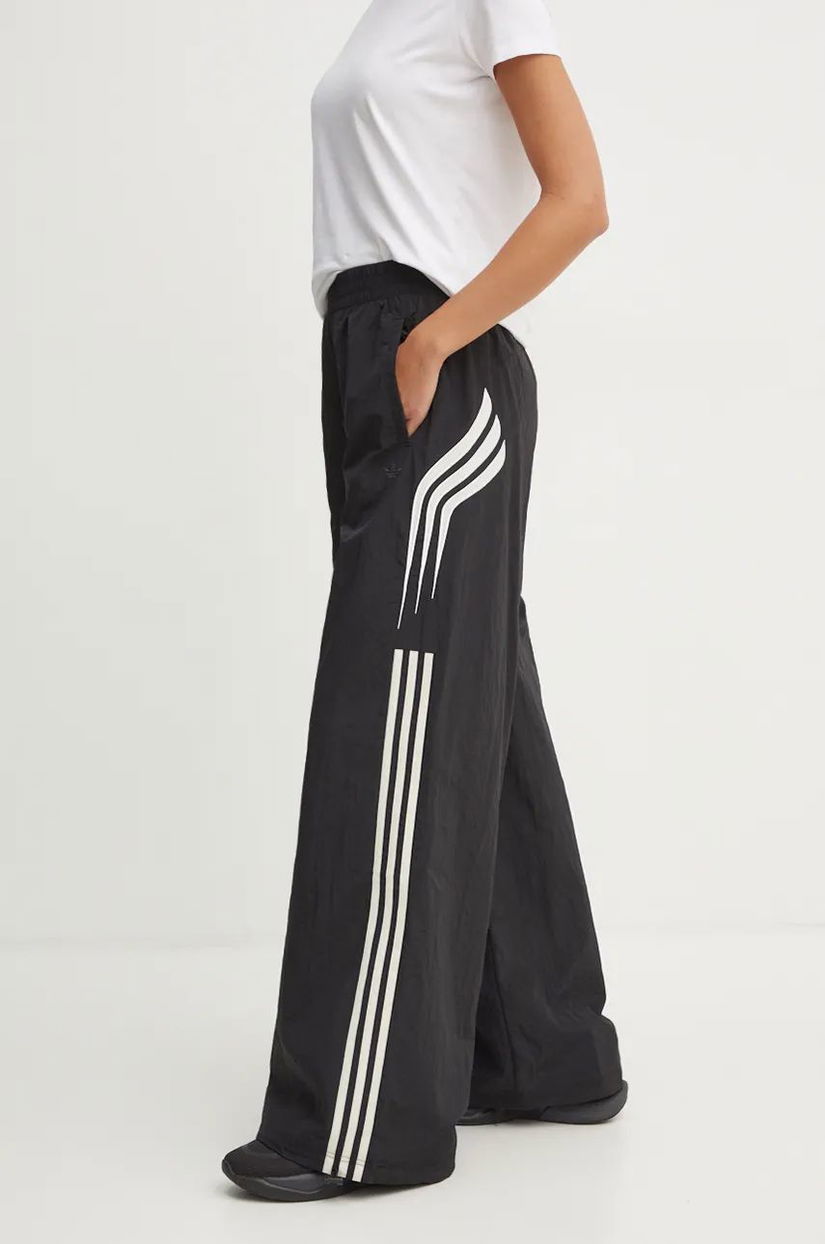 adidas Originals pantaloni femei, culoarea negru, lat, high waist, IW5509