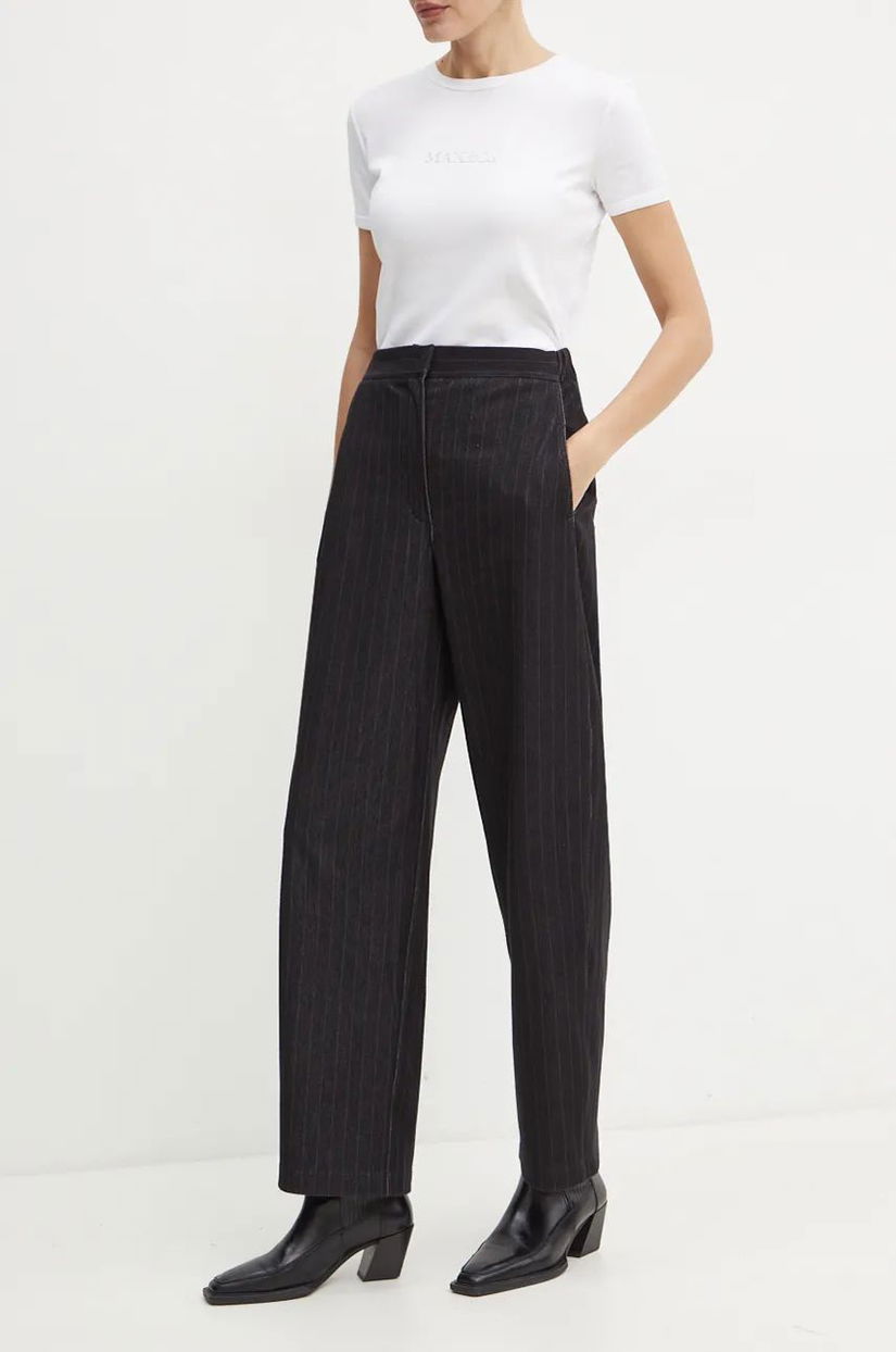 MAX&Co. pantaloni femei, culoarea negru, drept, high waist, 2426786013200