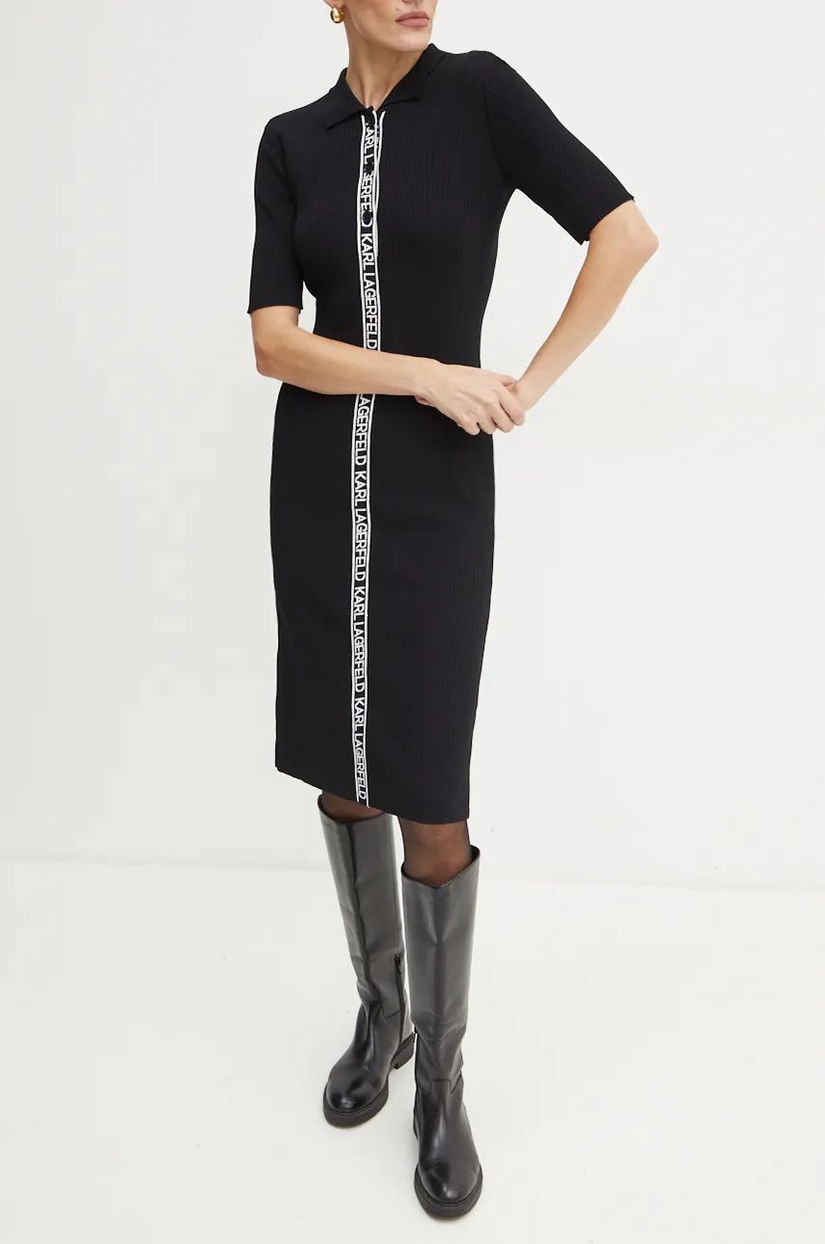 Karl Lagerfeld rochie culoarea negru, mini, mulata, 246W1320