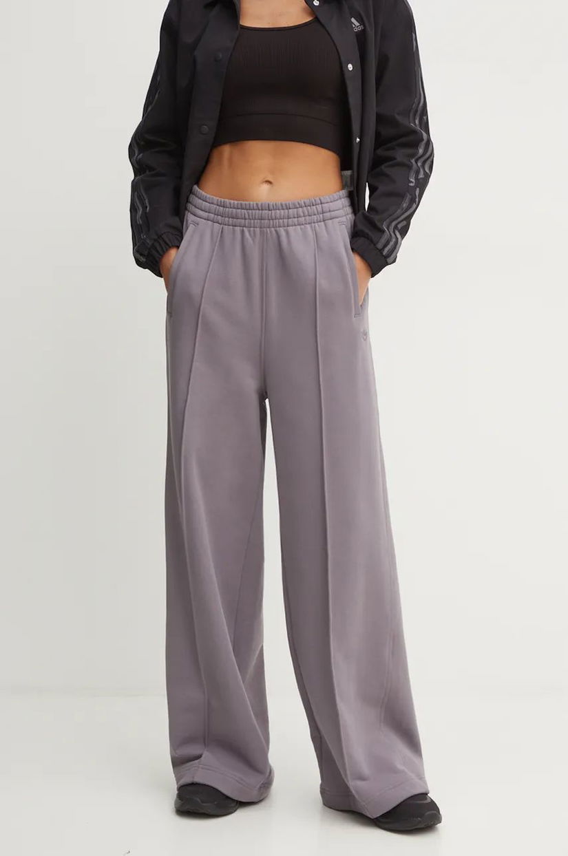 adidas Originals pantaloni de trening din bumbac culoarea violet, neted, IY9711