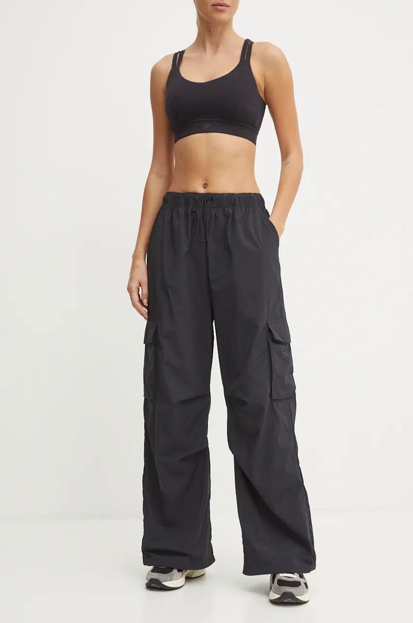 New Balance pantaloni femei, culoarea negru, lat, high waist, WP43534BK