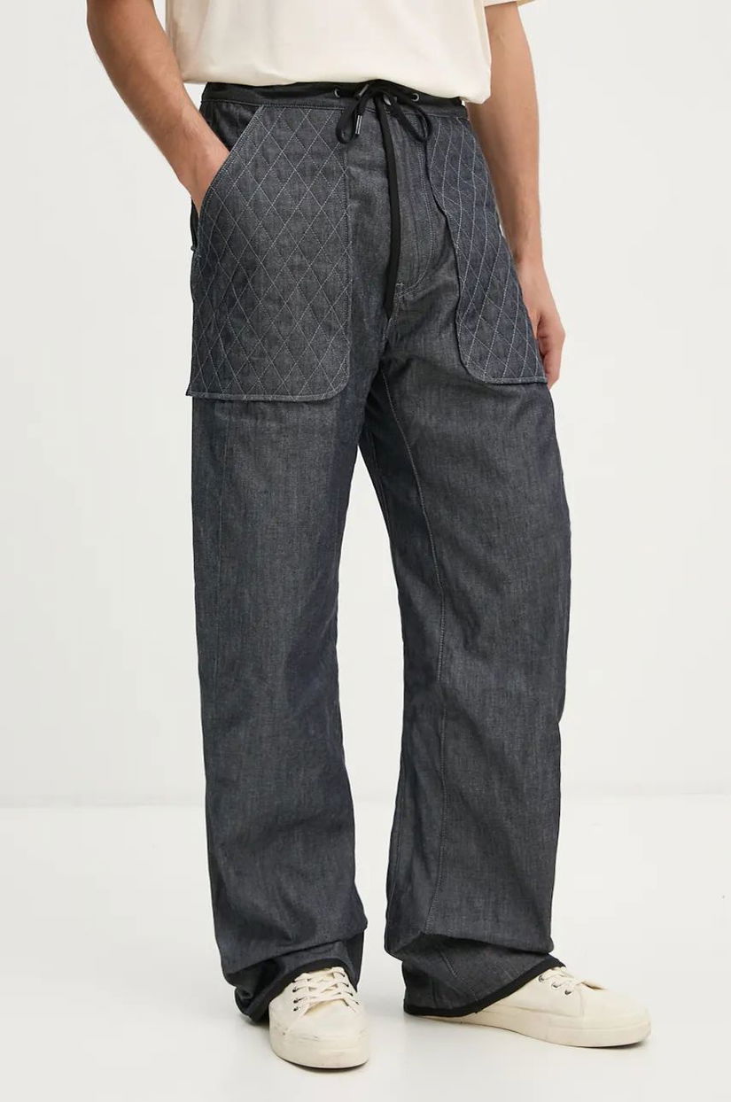 G-Star Raw pantaloni de bumbac culoarea albastru marin, drept, D25352-D539