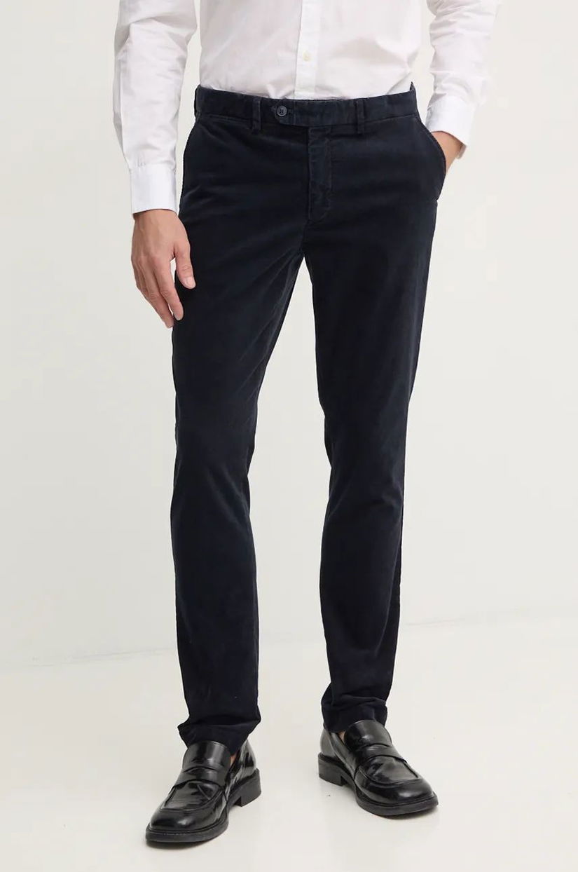 Hackett London pantaloni de catifea cord culoarea albastru marin, mulata, HM212656R