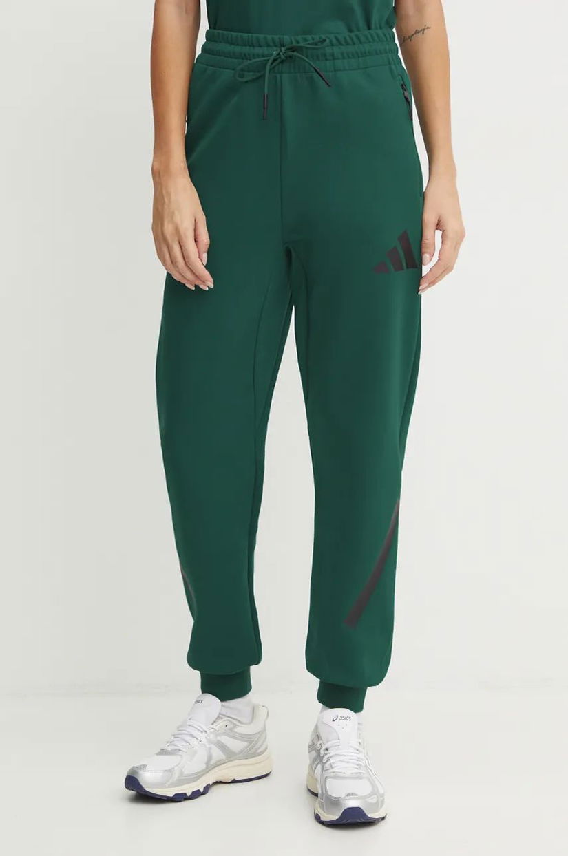 adidas pantaloni de trening ZNE culoarea verde, cu imprimeu, JF8885