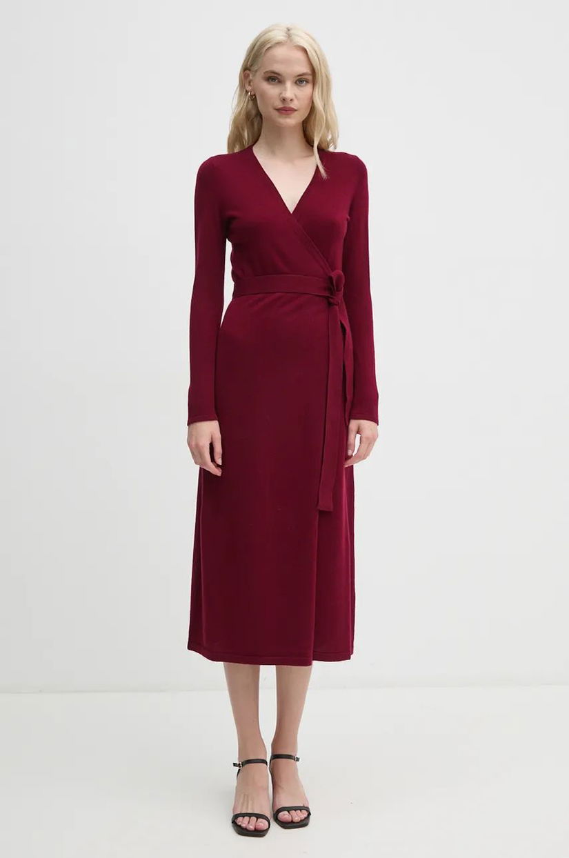 DIANE VON FURSTENBERG rochie din lana culoarea bordo, maxi, evazati, DVFMR43E00