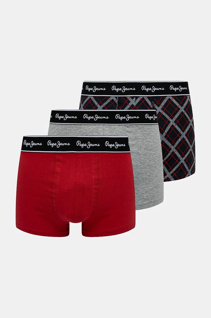 Pepe Jeans boxeri TARTAN 3-pack barbati, culoarea gri, PMU11162