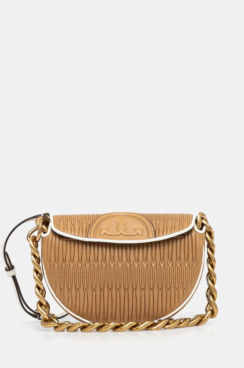 Tory Burch poseta de piele Fleming culoarea maro, 158474