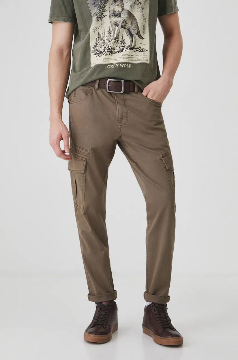 Medicine pantaloni barbati, culoarea verde, cu fason cargo