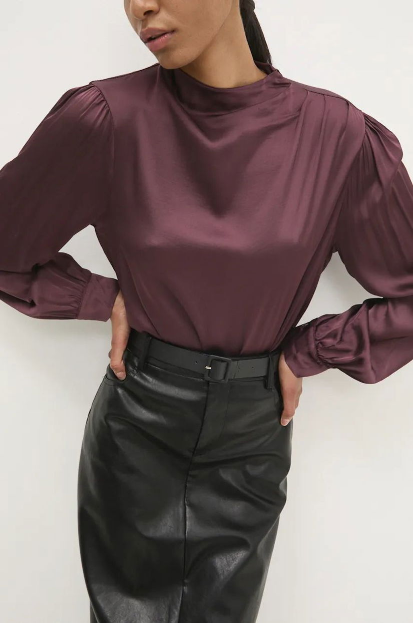 Answear Lab bluza femei, culoarea bordo, neted