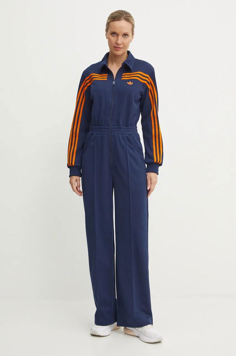 adidas Originals salopetă Jumpsuit culoarea albastru marin, cu guler, JN8312