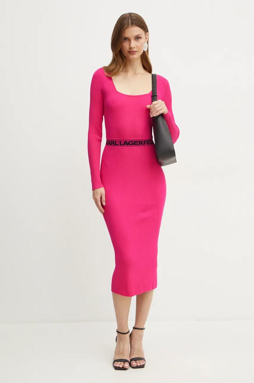 Karl Lagerfeld rochie culoarea roz, mini, mulata, 246W1326