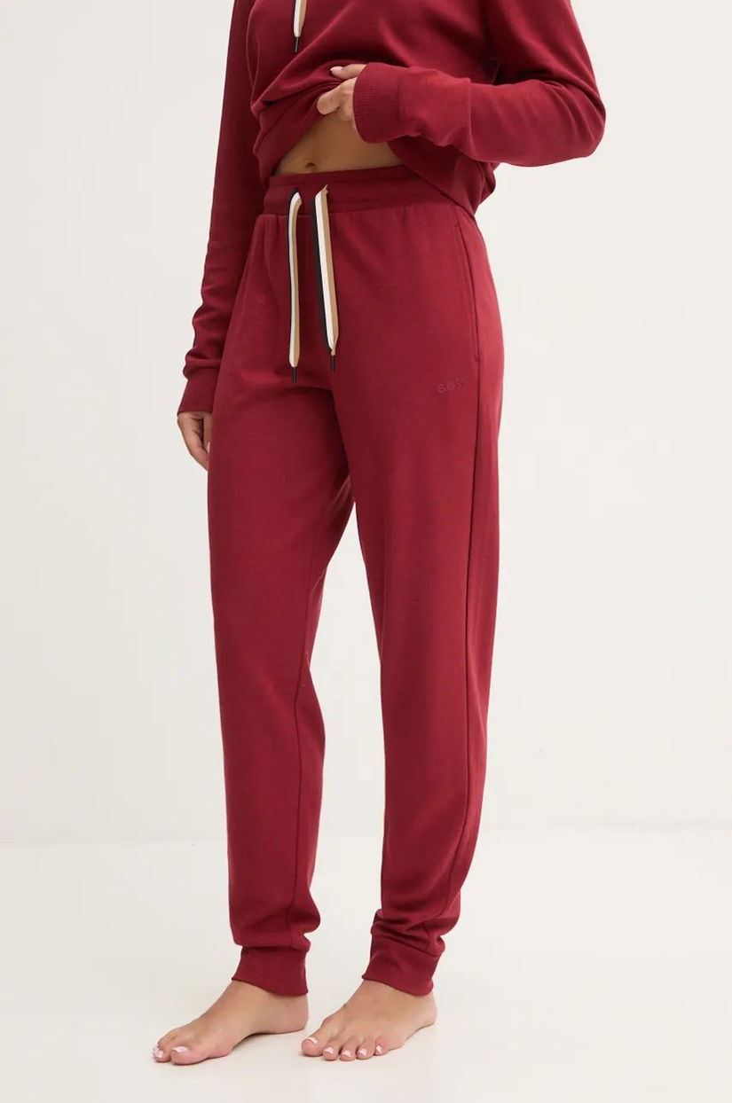 BOSS pantaloni de trening culoarea bordo, neted, 50524759