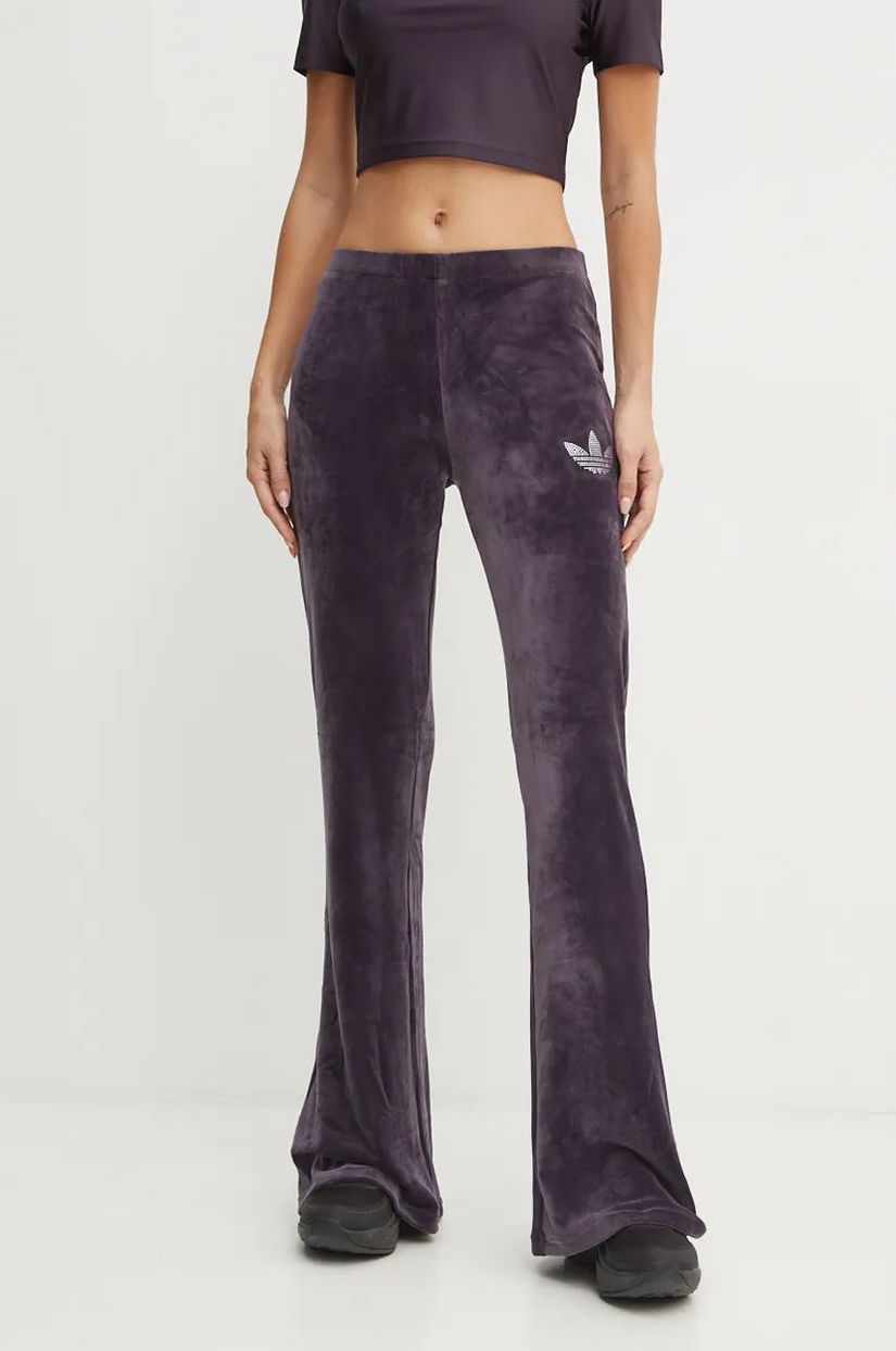 adidas Originals pantaloni de trening Bling Flares culoarea violet, cu imprimeu, IW5682