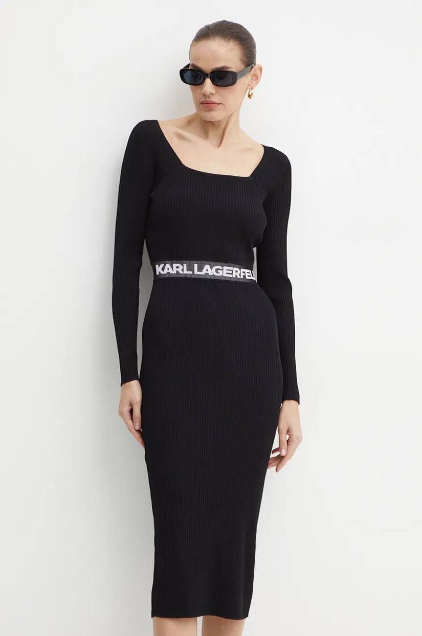 Karl Lagerfeld rochie culoarea negru, mini, mulata, 246W1326