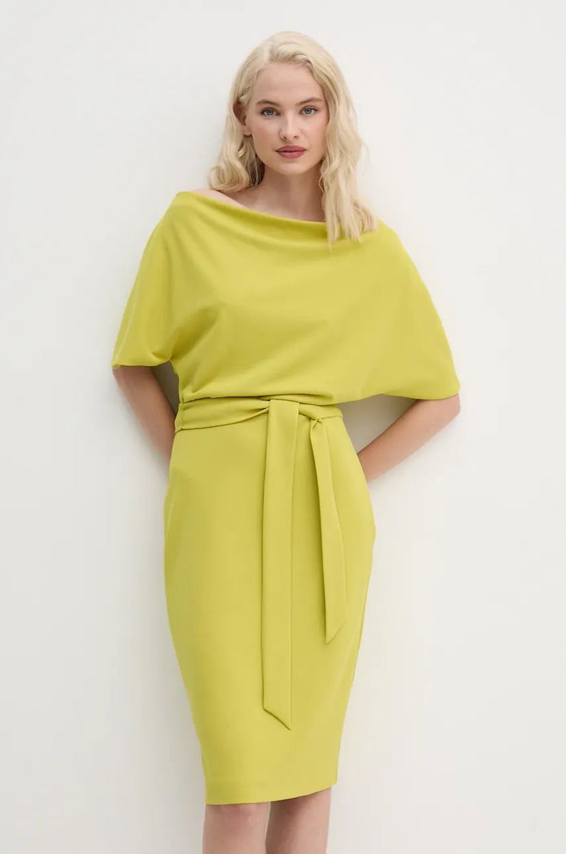 Joseph Ribkoff rochie culoarea verde, midi, mulata, 243233